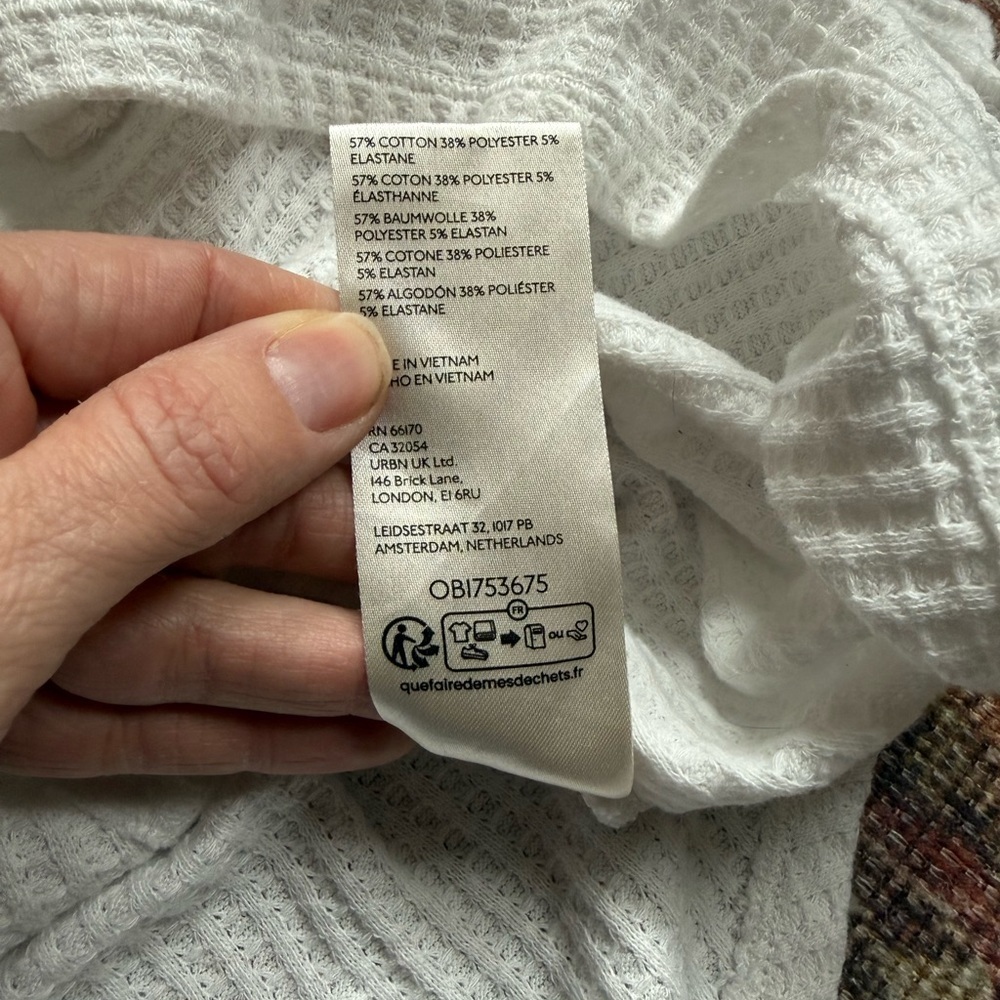 We the Free Coraline Thermal waffle White Long Soeeve Deep V neck SMALL - Picture 6 of 9